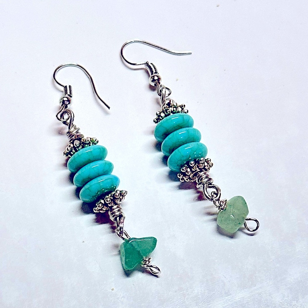 NEW: Soul_Embellish’s Triple Stacked Turquoise Crystals Dangle Silver  Earrings